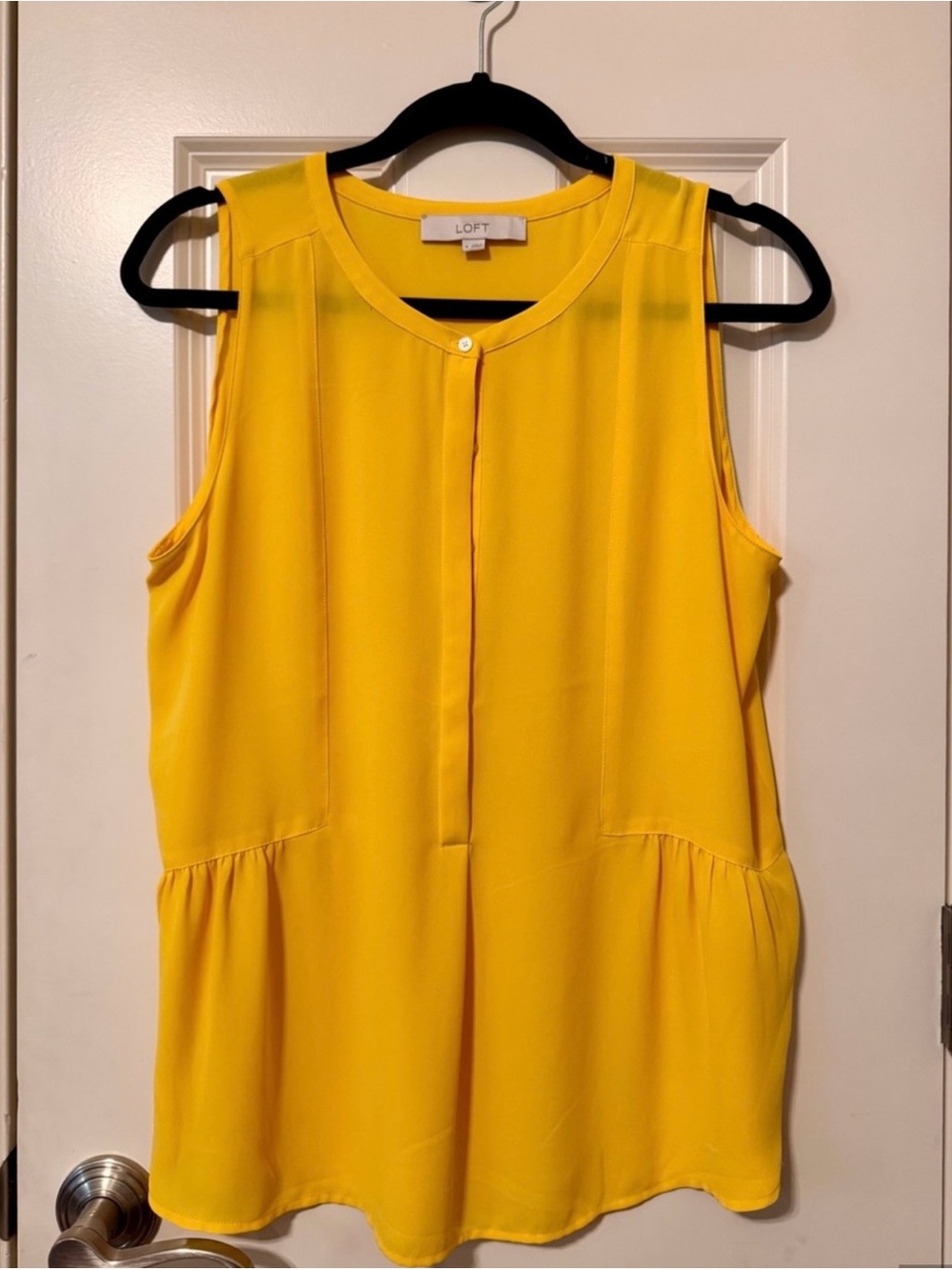 LOFT Yellow Sleeveless Peplum Blouse size M